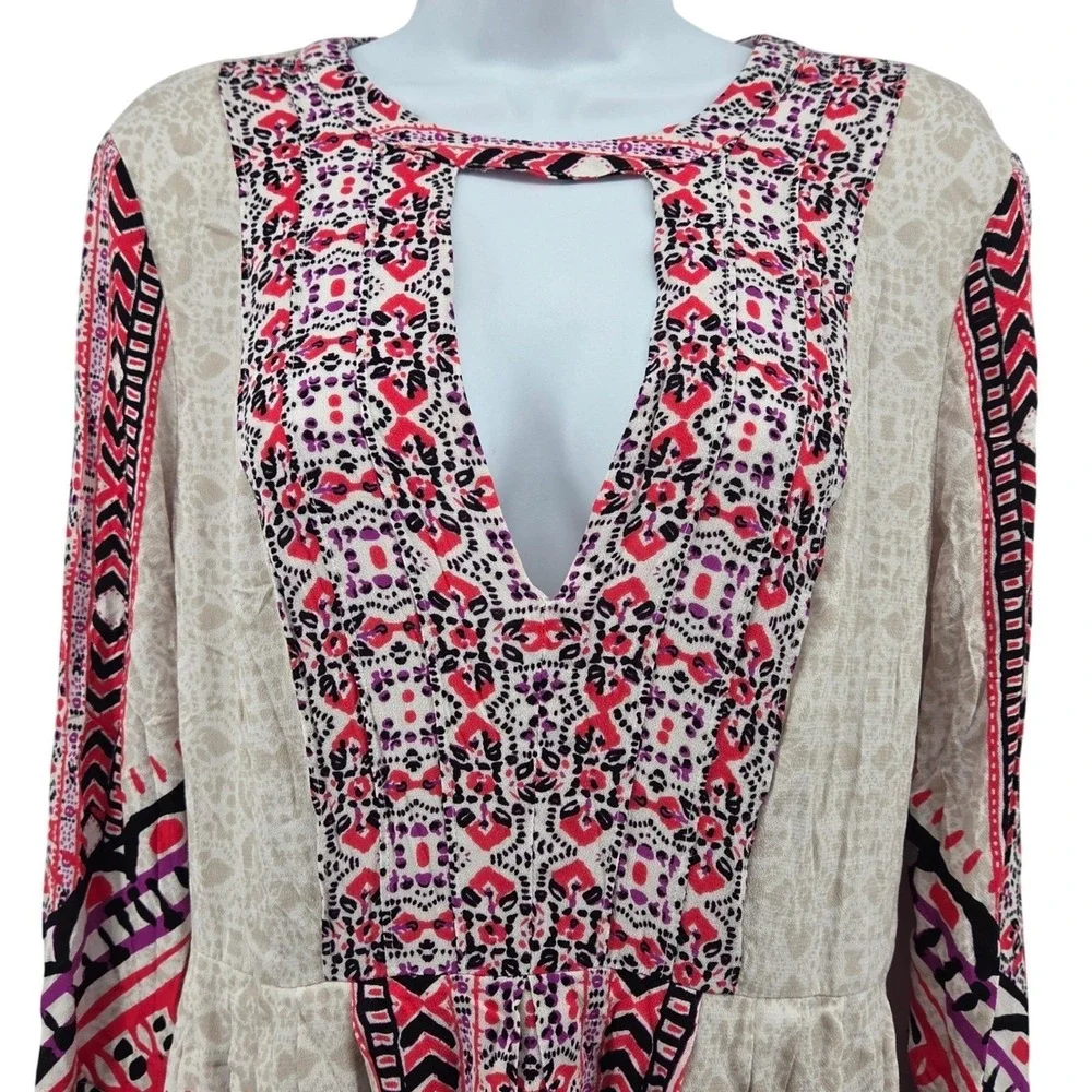 Free People Tegan Border Print‎ Mini Dress Boho Festival Indie Flowy 10